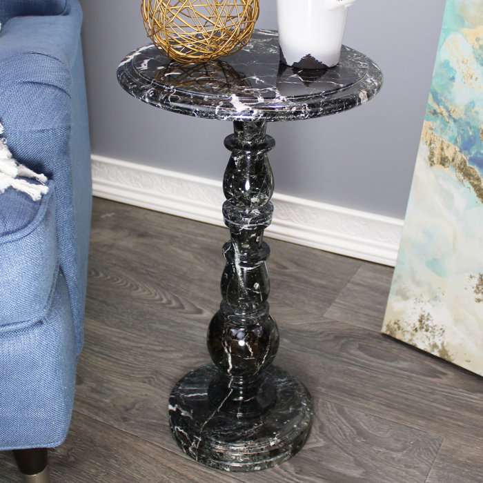 Alcott Hill® Agastya Marble Top Pedestal End Table Wayfair